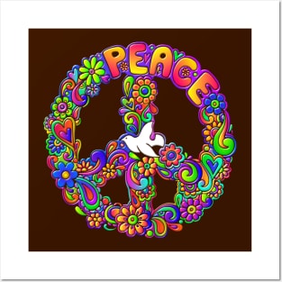 Hippie Flower Power Peace Sign Posters and Art